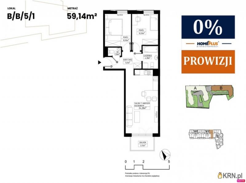 Mieszkanie Gliwice 59.14m2, mieszkanie na sprzedaż