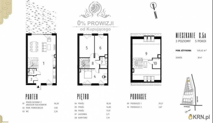 5 pokojowe, Dom  na sprzedaż, Wrocław, Krzyki, ul. 