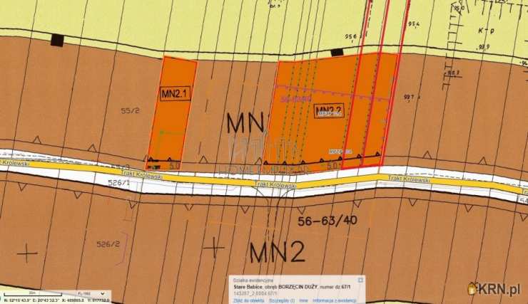 Działki  na sprzedaż, Borzęcin Duży, ul. Trakt Królewski, 