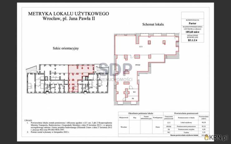 SDP Nieruchomości, Lokal użytkowy  do wynajęcia, Wrocław, Stare Miasto, ul. Jana Pawła II