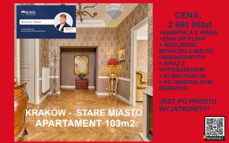 4 pokojowe, Kraków, Stare Miasto, ul. , Mieszkanie  na sprzedaż