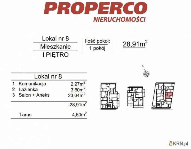 1 pokojowe, Mieszkanie  na sprzedaż, Kielce, Szydłówek, ul. Klonowa