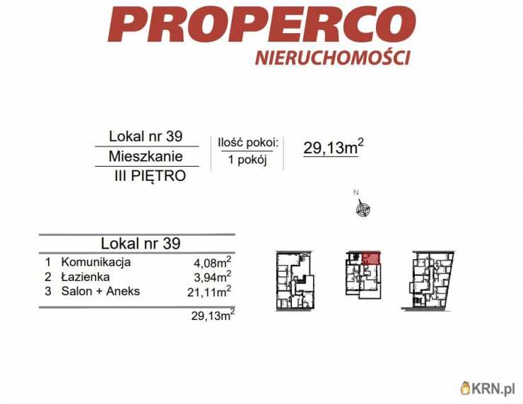 1 pokojowe, Mieszkanie  na sprzedaż, Kielce, Szydłówek, ul. Klonowa