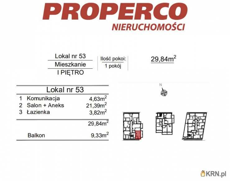 1 pokojowe, Mieszkanie  na sprzedaż, Kielce, Szydłówek, ul. Klonowa