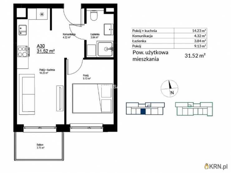 2 pokojowe, Mieszkanie  na sprzedaż, Kraków, Bieżanów-Prokocim, ul. 