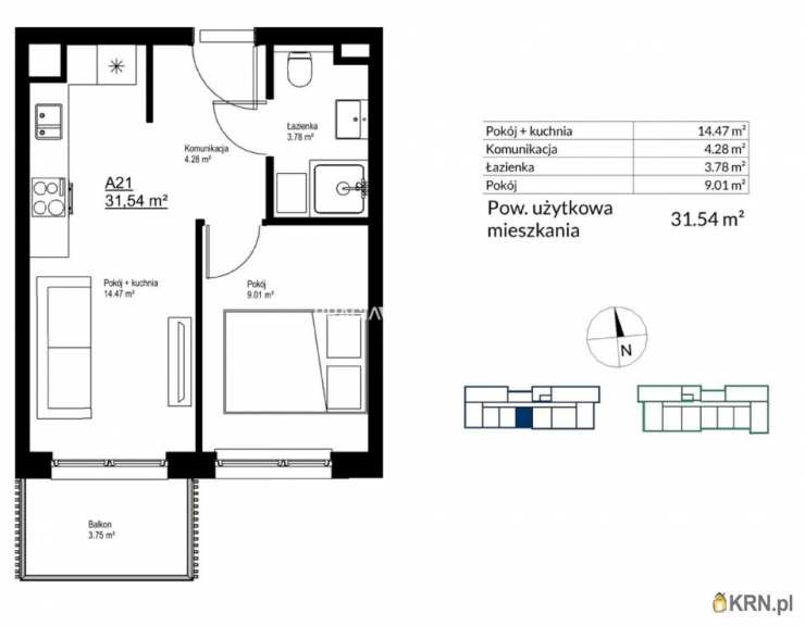 2 pokojowe, Mieszkanie  na sprzedaż, Kraków, Bieżanów-Prokocim, ul. 