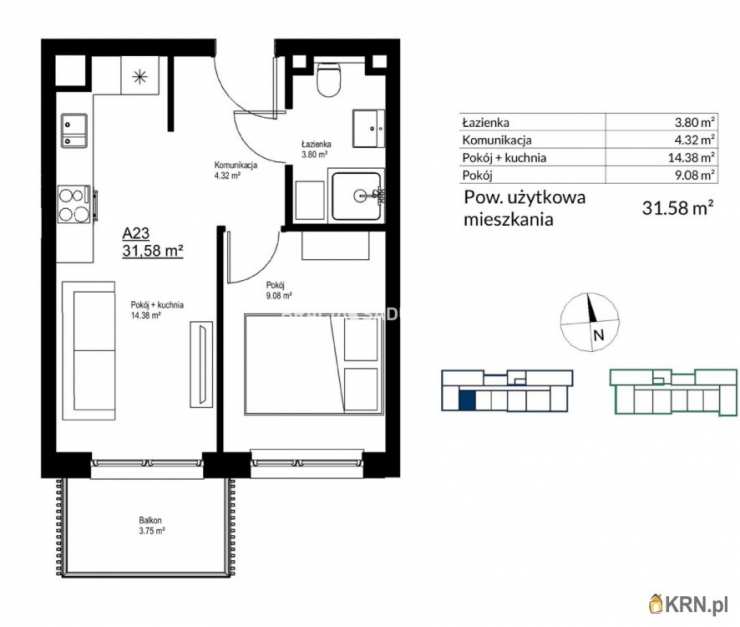 2 pokojowe, Mieszkanie  na sprzedaż, Kraków, Bieżanów-Prokocim, ul. 