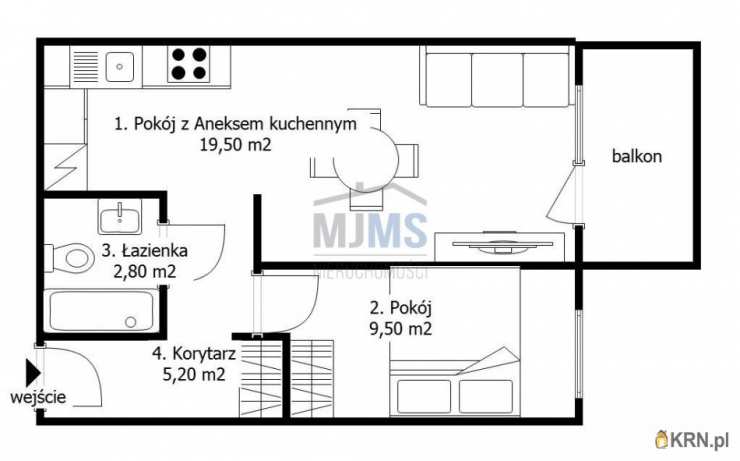 2 pokojowe, Mieszkanie  do wynajęcia, Gdynia, Witomino-Leśniczówka, ul. Nauczycielska