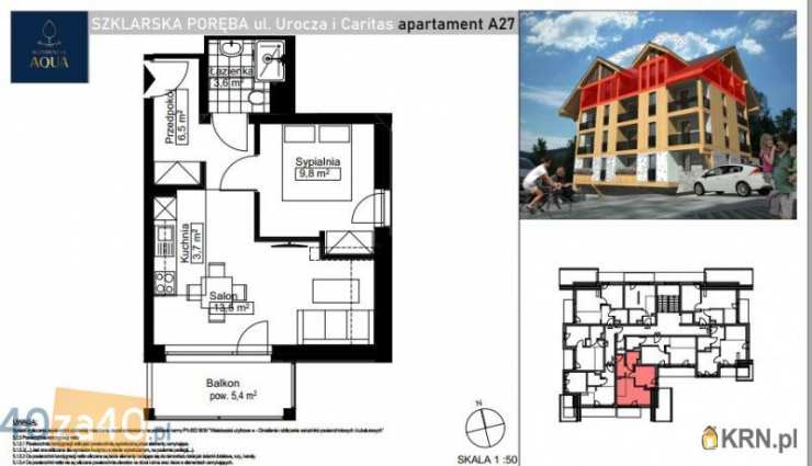 2 pokojowe, Mieszkanie  na sprzedaż, Szklarska Poręba, ul. Urocza