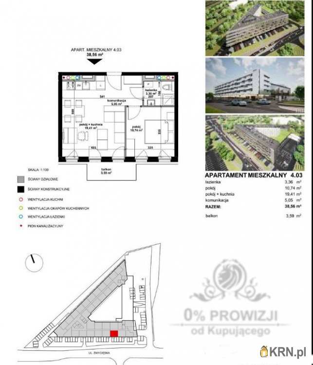 Wrocław, Krzyki, ul. , 2 pokojowe, Mieszkanie  na sprzedaż