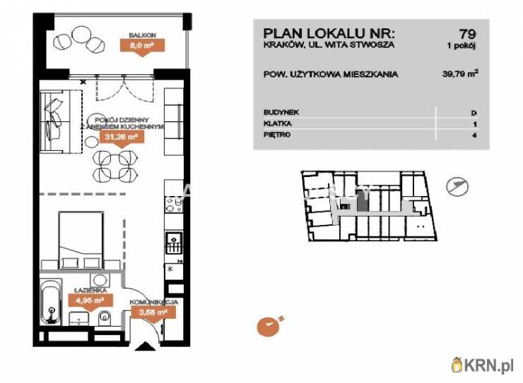 Kraków, Zwierzyniec, ul. Stwosza, Mieszkanie  na sprzedaż, 1 pokojowe