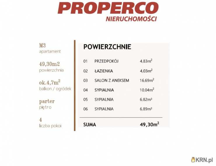 4 pokojowe, Mieszkanie  na sprzedaż, Jędrzejów, ul. 