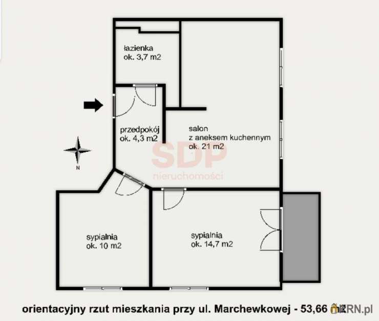 3 pokojowe, Mieszkanie  na sprzedaż, Wrocław, Krzyki/Klecina, ul. Marchewkowa