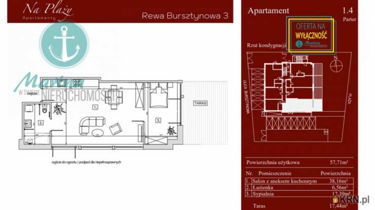 Marina w Świecie Nieruchomości, Mieszkanie  na sprzedaż, Rewa, ul. Bursztynowa