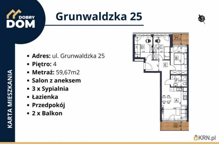 Mieszkanie  na sprzedaż, Bydgoszcz, Okole, ul. Grunwaldzka, 4 pokojowe