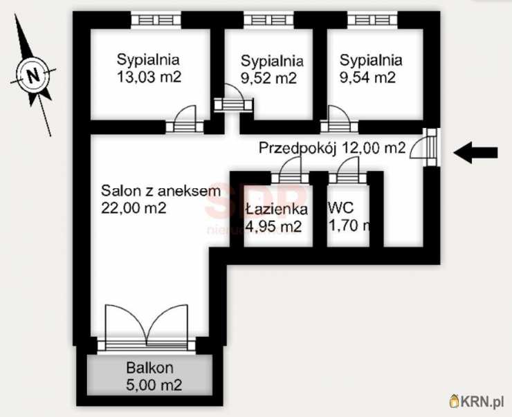 4 pokojowe, Mieszkanie  na sprzedaż, Wrocław, Krzyki, ul. Braterska