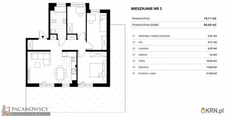 Mieszkanie  na sprzedaż, 4 pokojowe, Rząska, ul. 