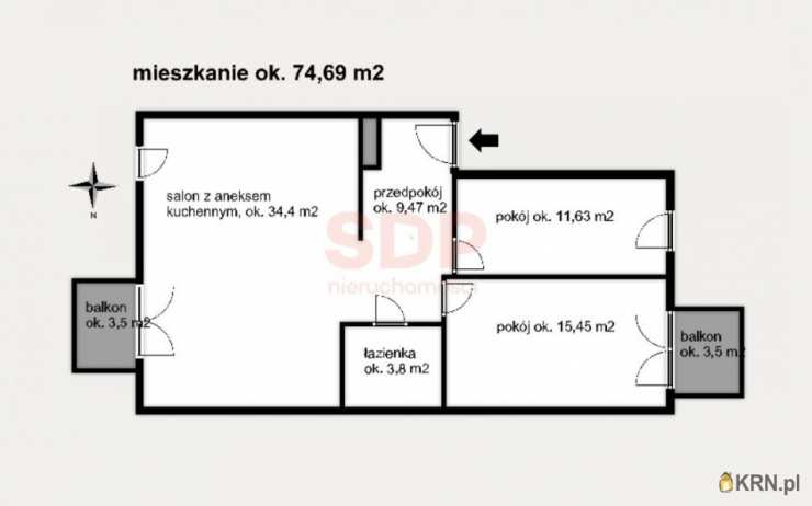 3 pokojowe, Mieszkanie  na sprzedaż, Wrocław, Psie Pole/Poświętne, ul. Kamieńskiego