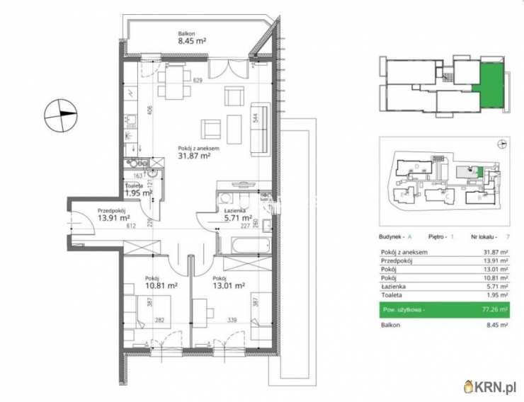 3 pokojowe, Kraków, Bronowice/Bronowice Małe, ul. Armii Krajowej, Mieszkanie  na sprzedaż