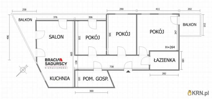 4 pokojowe, Mieszkanie  na sprzedaż, Kraków, Dębniki, ul. Komuny Paryskiej